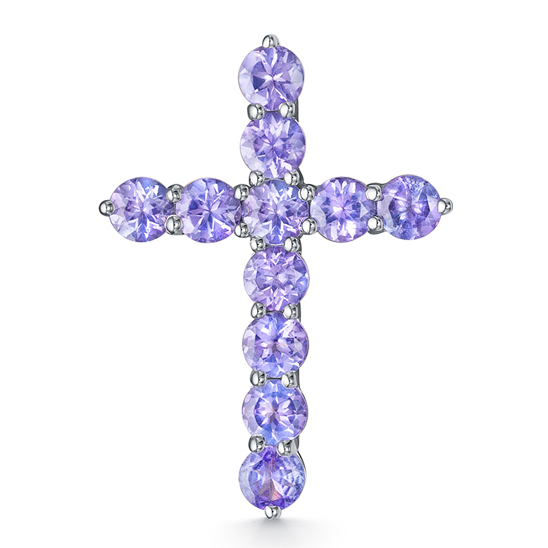 Крест декоративный, золото, танзанит, Крест 7-31-0050-236